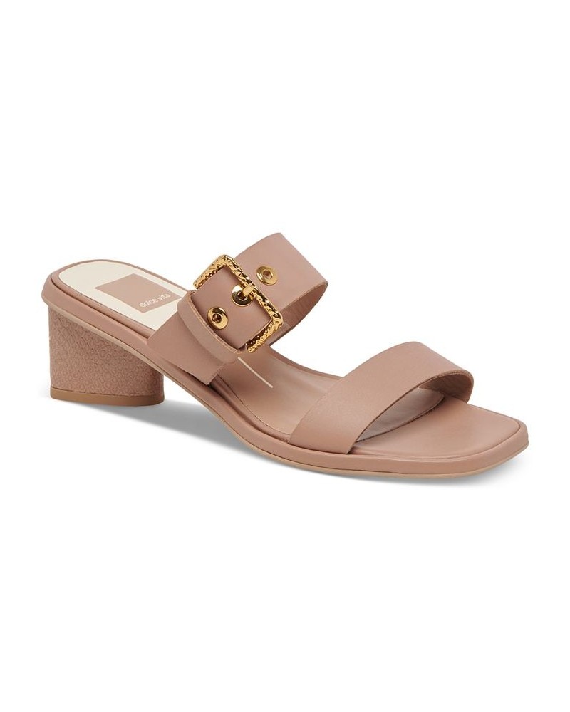 Women's Riva Buckled Slip-On Block-Heel Sandals PD03 $54.00 Shoes