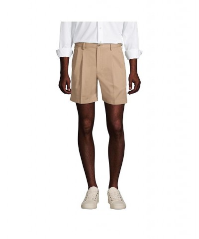 Men's Comfort Waist Pleated 6 Inch No Iron Chino Shorts Tan/Beige $32.18 Shorts