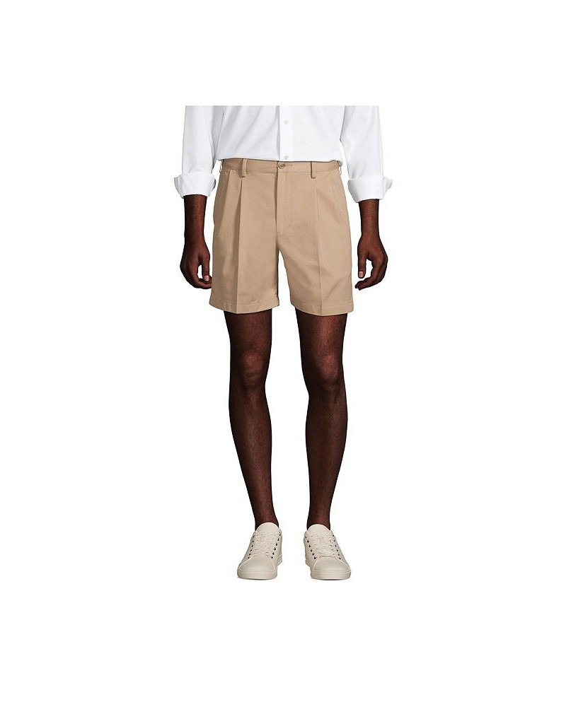 Men's Comfort Waist Pleated 6 Inch No Iron Chino Shorts Tan/Beige $32.18 Shorts