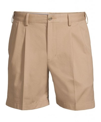 Men's Comfort Waist Pleated 6 Inch No Iron Chino Shorts Tan/Beige $32.18 Shorts