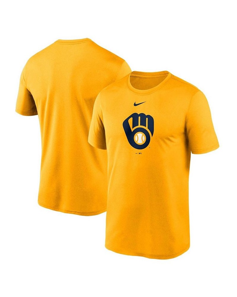 Men's Gold Milwaukee Brewers Large Logo Legend Performance T-shirt $25.49 T-Shirts