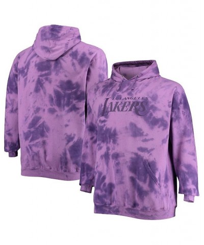 Men's Branded Purple Los Angeles Lakers Big and Tall Wordmark Cloud-Dye Pullover Hoodie $27.06 Sweatshirt