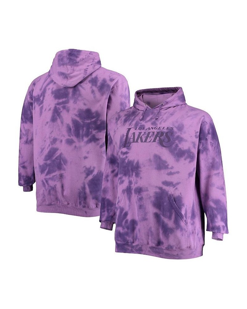 Men's Branded Purple Los Angeles Lakers Big and Tall Wordmark Cloud-Dye Pullover Hoodie $27.06 Sweatshirt