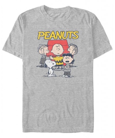 Men's Peanuts Group Yell Short Sleeve T-shirt Gray $16.10 T-Shirts