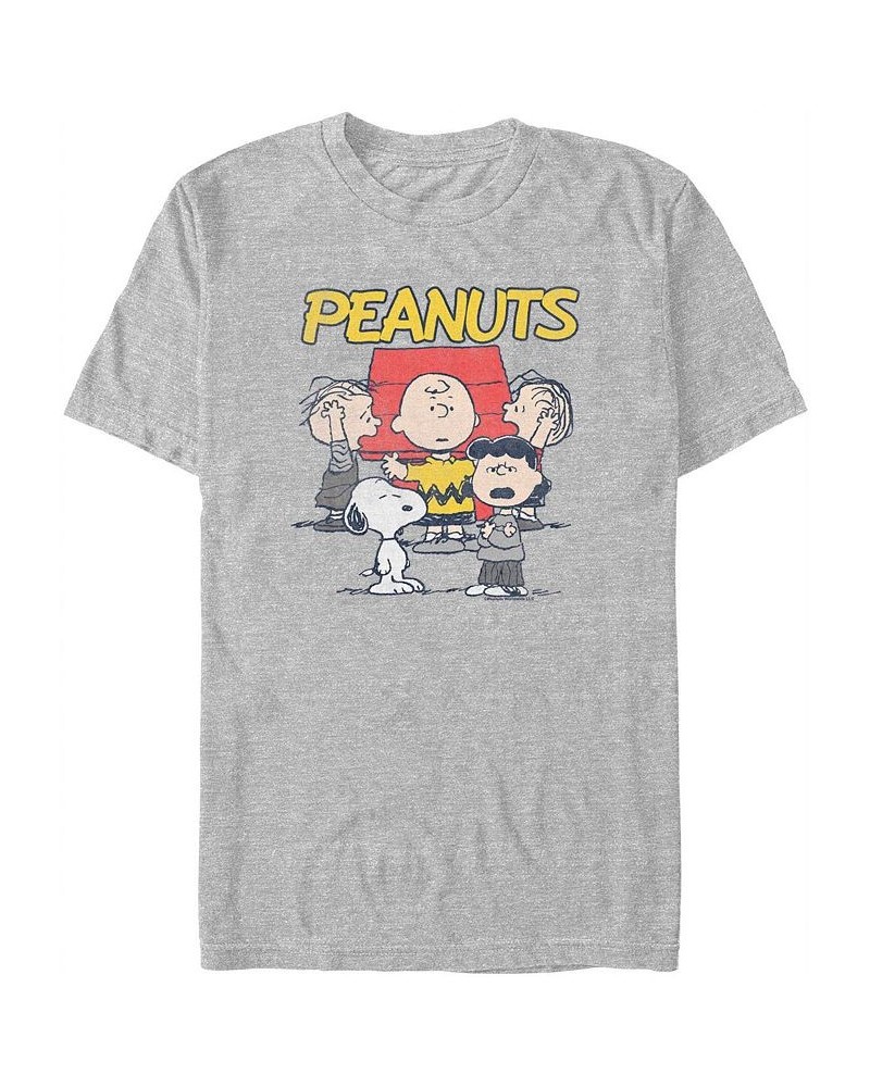 Men's Peanuts Group Yell Short Sleeve T-shirt Gray $16.10 T-Shirts