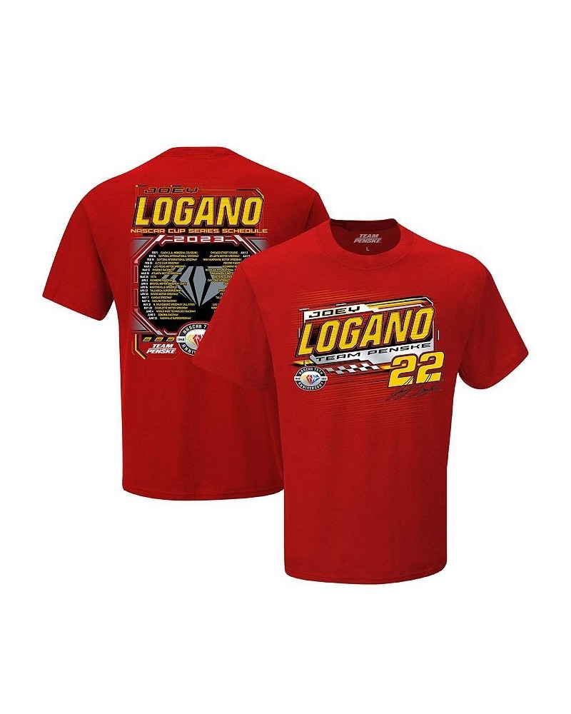 Men's Red Joey Logano 2023 NASCAR Cup Series Schedule T-shirt $15.20 T-Shirts