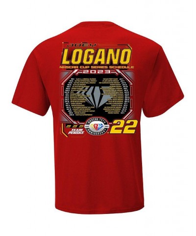 Men's Red Joey Logano 2023 NASCAR Cup Series Schedule T-shirt $15.20 T-Shirts