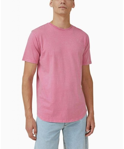 Men's Scooped Hem Short Sleeve T-shirt Pink $15.29 T-Shirts