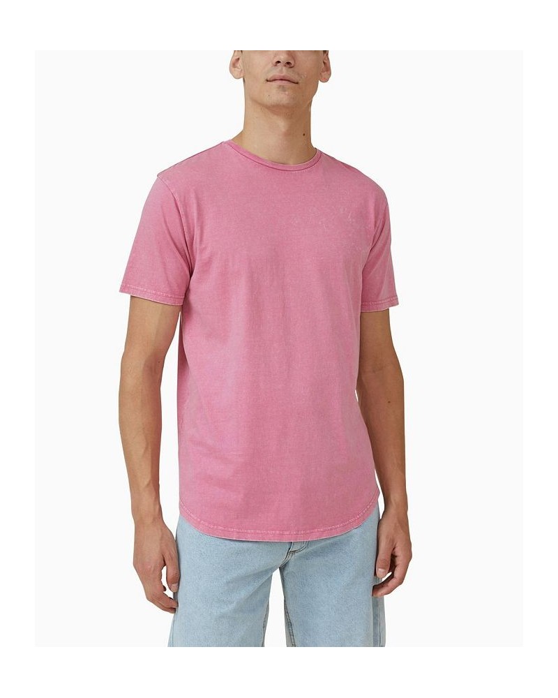 Men's Scooped Hem Short Sleeve T-shirt Pink $15.29 T-Shirts