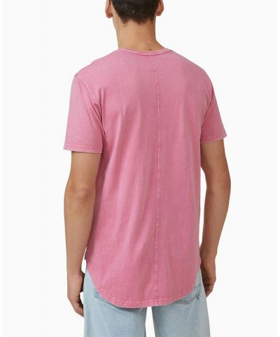 Men's Scooped Hem Short Sleeve T-shirt Pink $15.29 T-Shirts