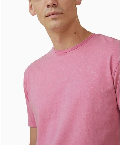 Men's Scooped Hem Short Sleeve T-shirt Pink $15.29 T-Shirts