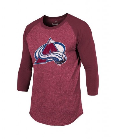 Men's Branded Nathan MacKinnon Burgundy Colorado Avalanche Name and Number Tri-Blend Raglan 3/4-Sleeve T-shirt $30.59 T-Shirts