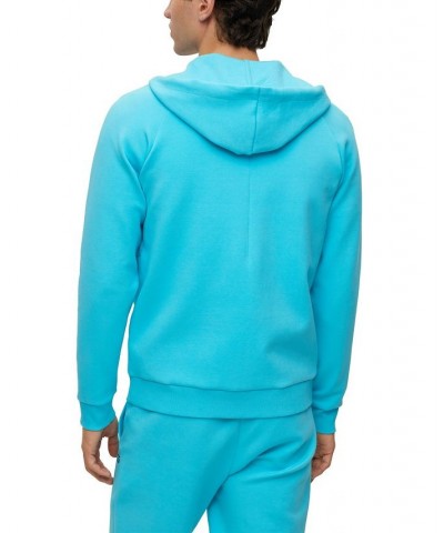 BOSS Men's Contrast Logo Zip-Up Hoodie Blue $85.68 Sweatshirt