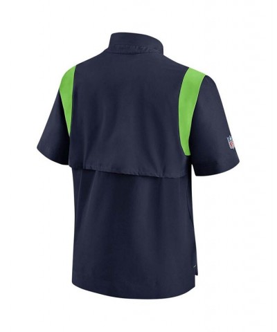 Men's College Navy Seattle Seahawks Sideline Coaches Short Sleeve Quarter-Zip Jacket $40.00 Jackets