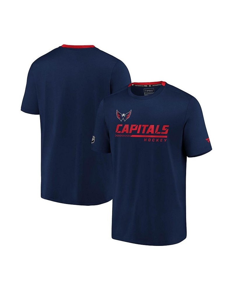 Men's Branded Navy Washington Capitals Authentic Pro Locker Room Performance T-shirt $22.88 T-Shirts