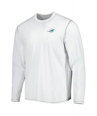 Men's White Miami Dolphins Laces Out Billboard Long Sleeve T-shirt $44.40 T-Shirts