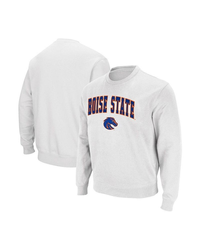 Men's White Boise State Broncos Arch and Logo Tackle Twill Pullover Sweatshirt $34.19 Sweatshirt