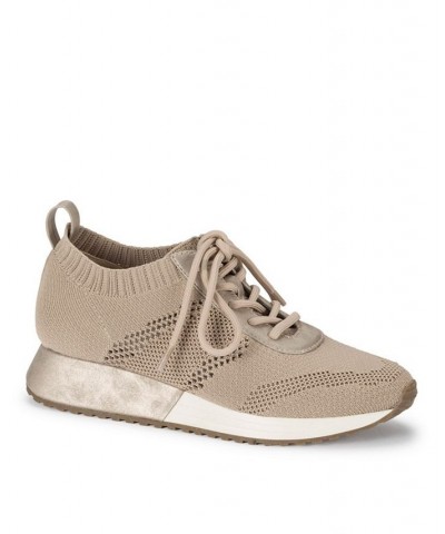 Women's Palta Lace-up Sneaker Tan/Beige $41.80 Shoes