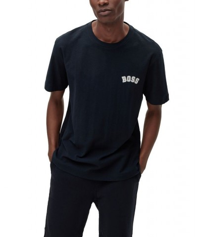 BOSS Men's Logo and Seasonal Print Oversized-Fit Cotton T-shirt Blue $43.12 T-Shirts