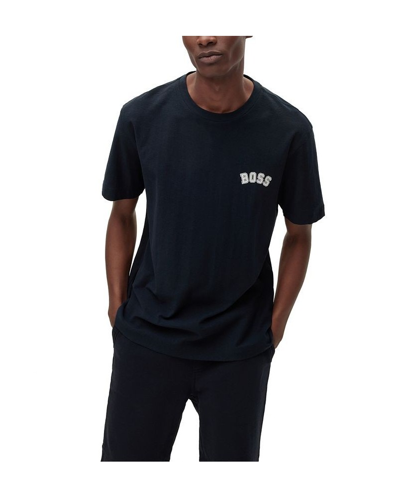 BOSS Men's Logo and Seasonal Print Oversized-Fit Cotton T-shirt Blue $43.12 T-Shirts