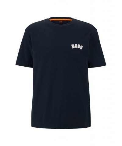 BOSS Men's Logo and Seasonal Print Oversized-Fit Cotton T-shirt Blue $43.12 T-Shirts