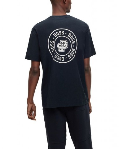 BOSS Men's Logo and Seasonal Print Oversized-Fit Cotton T-shirt Blue $43.12 T-Shirts