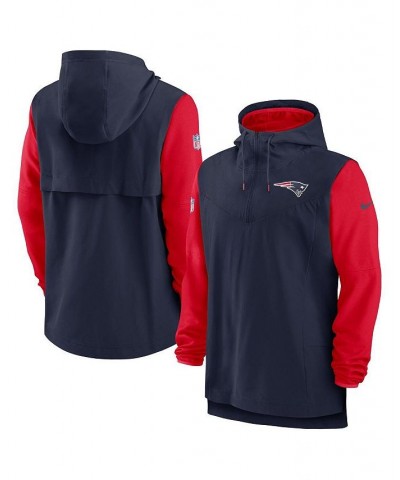 Men's Navy, Red New England Patriots Sideline Player Quarter-zip Hoodie $39.60 Sweatshirt