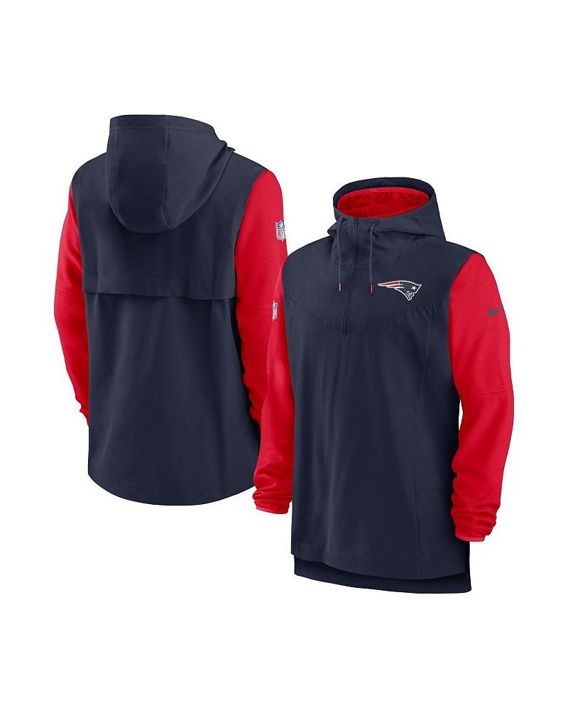 Men's Navy, Red New England Patriots Sideline Player Quarter-zip Hoodie $39.60 Sweatshirt