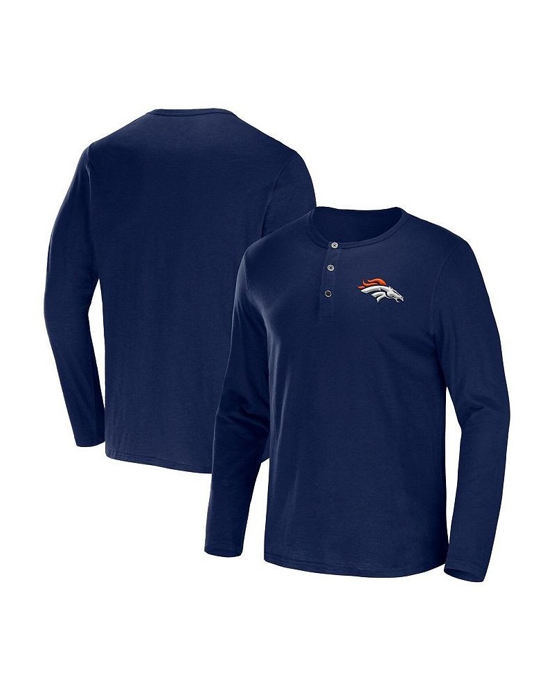 Men's NFL x Darius Rucker Collection by Navy Denver Broncos Slub Jersey Henley Long Sleeve T-shirt $23.52 T-Shirts