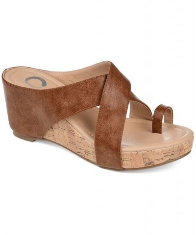 Women's Rayna Wedge Sandal Brown $53.99 Shoes