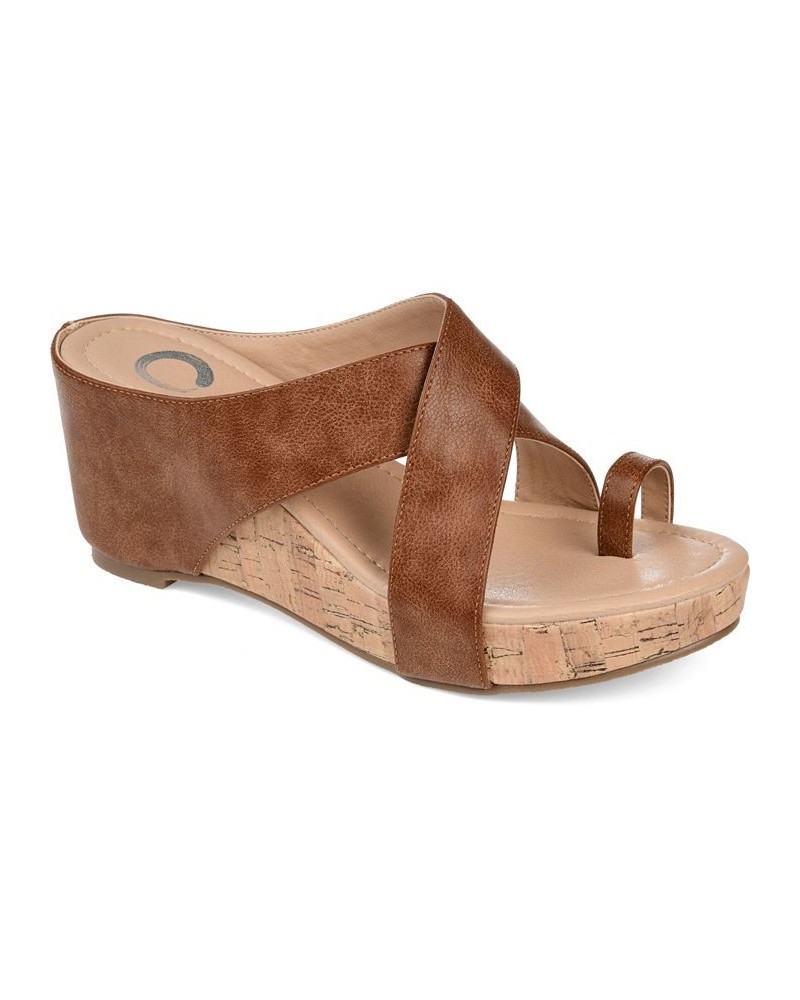 Women's Rayna Wedge Sandal Brown $53.99 Shoes