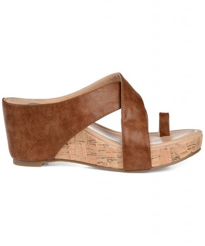 Women's Rayna Wedge Sandal Brown $53.99 Shoes