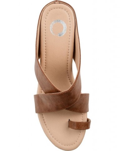 Women's Rayna Wedge Sandal Brown $53.99 Shoes