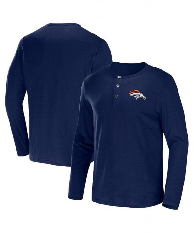 Men's NFL x Darius Rucker Collection by Navy Denver Broncos Slub Jersey Henley Long Sleeve T-shirt $23.52 T-Shirts