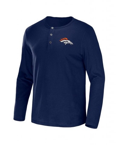 Men's NFL x Darius Rucker Collection by Navy Denver Broncos Slub Jersey Henley Long Sleeve T-shirt $23.52 T-Shirts