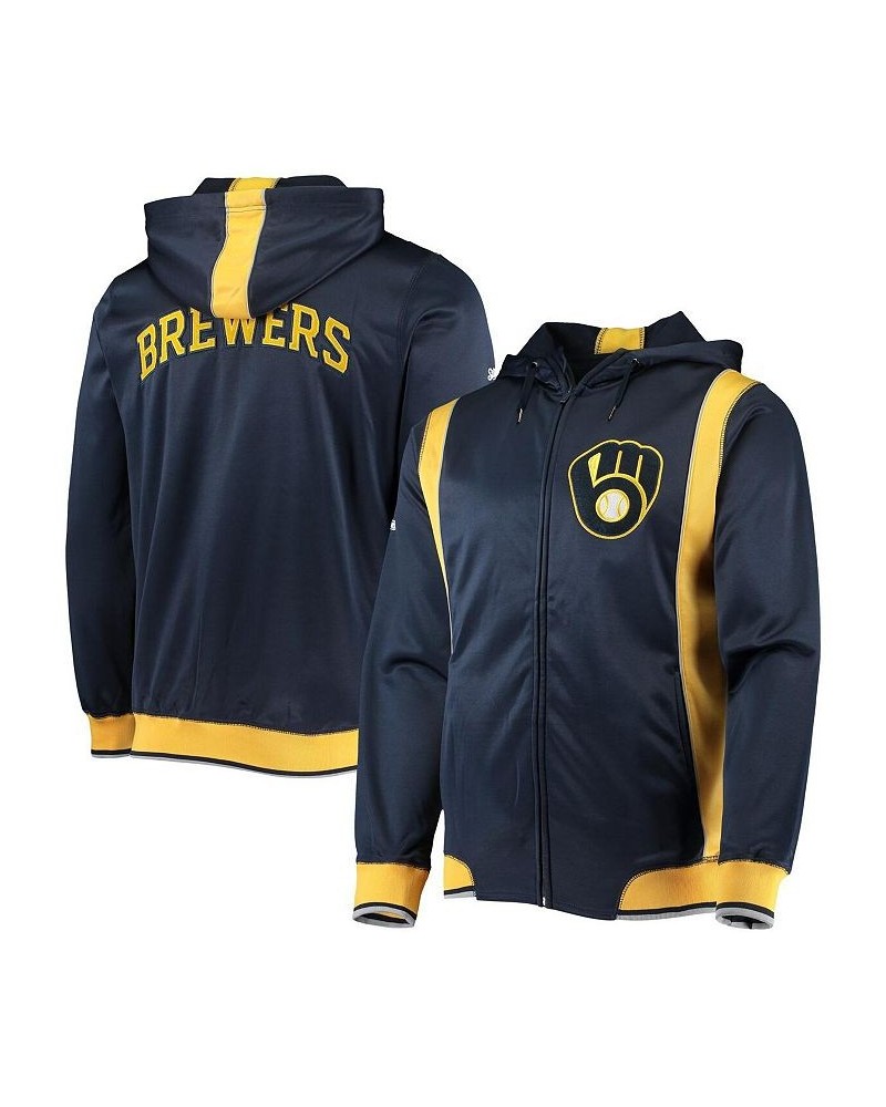 Men's Navy, Gold-Tone Milwaukee Brewers Team Full-Zip Hoodie $20.00 Sweatshirt