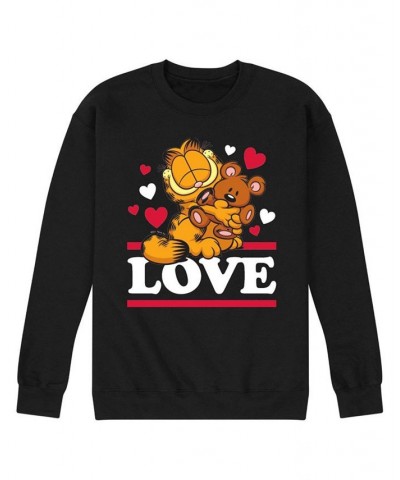 Men's Garfield Love Fleece Sweatshirt Black $29.69 Sweatshirt