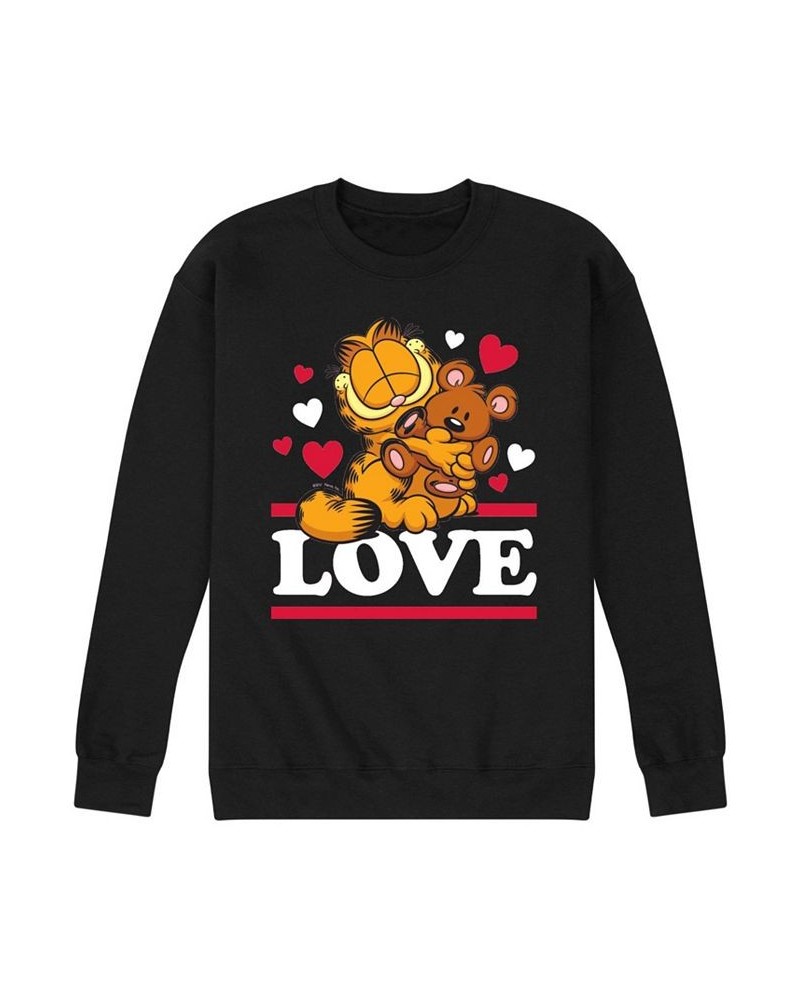 Men's Garfield Love Fleece Sweatshirt Black $29.69 Sweatshirt