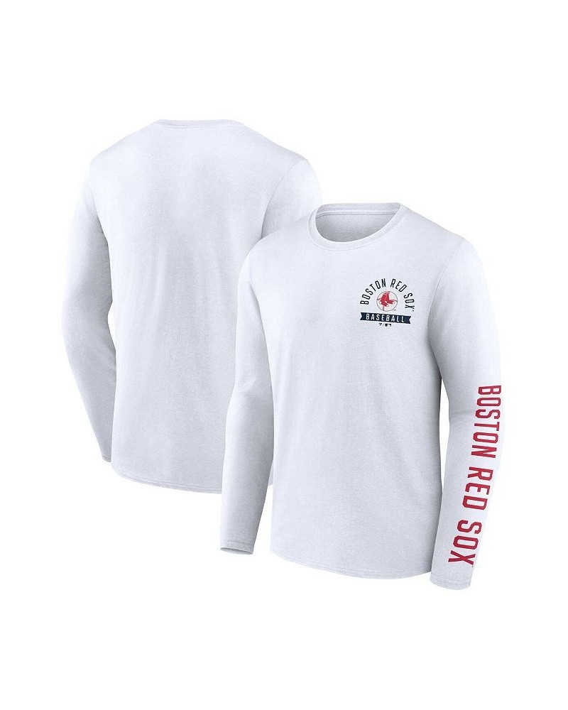 Men's Branded White Boston Red Sox Pressbox Long Sleeve T-shirt $19.35 T-Shirts