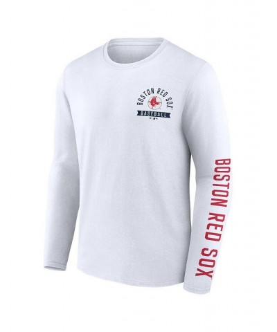 Men's Branded White Boston Red Sox Pressbox Long Sleeve T-shirt $19.35 T-Shirts