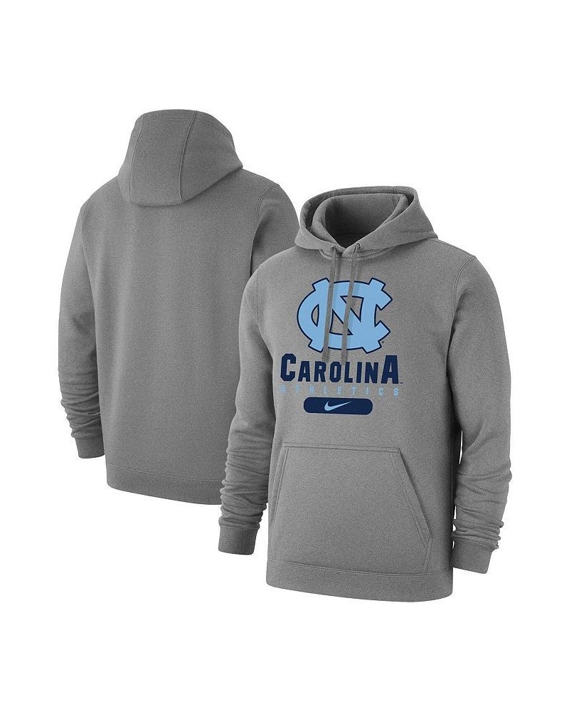 Men's Heathered Gray North Carolina Tar Heels Big and Tall Club Stack Fleece Pullover Hoodie $41.65 Sweatshirt