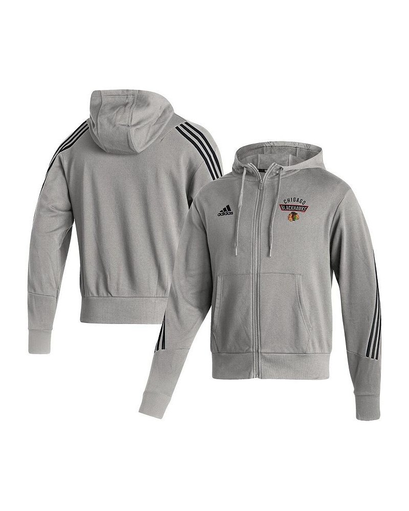 Men's Heathered Gray Chicago Blackhawks Fashion Full-Zip Hoodie $39.74 Sweatshirt