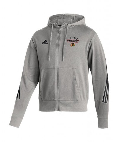 Men's Heathered Gray Chicago Blackhawks Fashion Full-Zip Hoodie $39.74 Sweatshirt