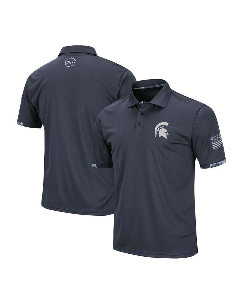 Men's Charcoal Michigan State Spartans OHT Military-Inspired Appreciation Digital Camo Polo Shirt $24.20 Polo Shirts