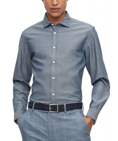 BOSS Men's Regular-Fit Oxford Cotton Shirt Blue $47.36 Shirts