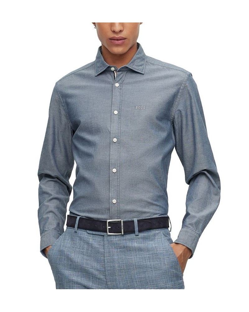 BOSS Men's Regular-Fit Oxford Cotton Shirt Blue $47.36 Shirts