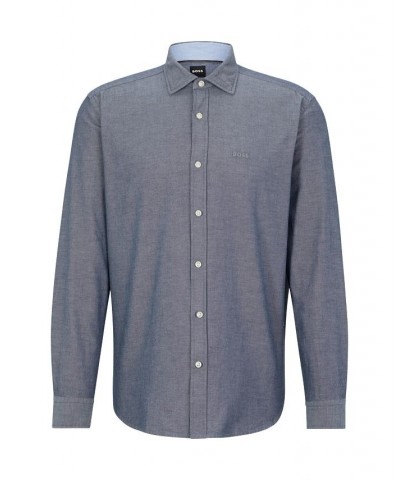 BOSS Men's Regular-Fit Oxford Cotton Shirt Blue $47.36 Shirts