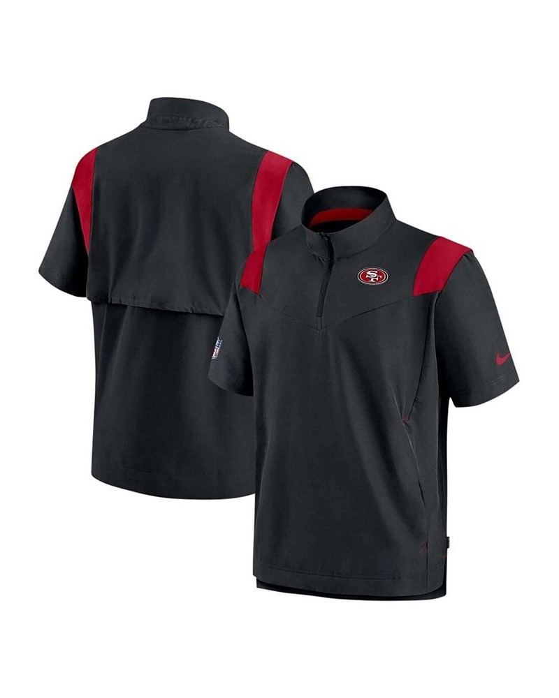 Men's Black San Francisco 49Ers Sideline Coaches Short Sleeve Quarter-Zip Jacket $26.04 Jackets