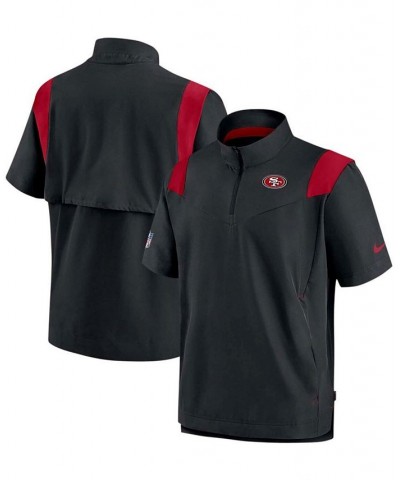 Men's Black San Francisco 49Ers Sideline Coaches Short Sleeve Quarter-Zip Jacket $26.04 Jackets