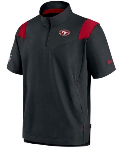 Men's Black San Francisco 49Ers Sideline Coaches Short Sleeve Quarter-Zip Jacket $26.04 Jackets